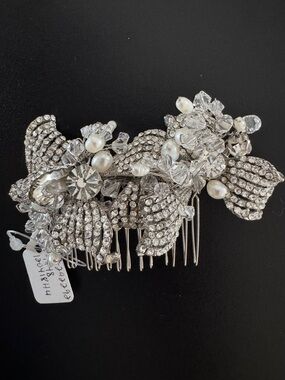 Crystal & Pearl Silver Hair Comb - Bridal Hair Accessory